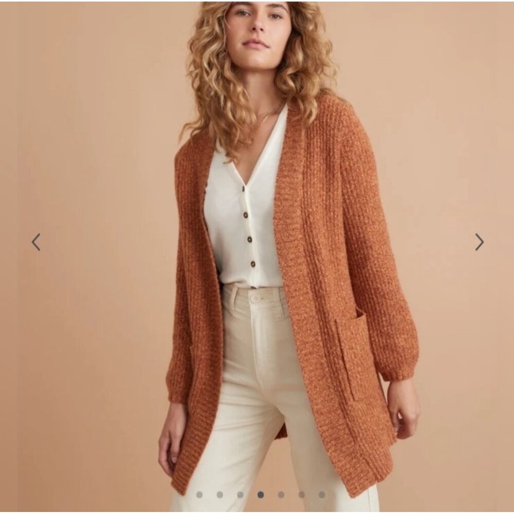 Marine Layer Ontario Cardigan Rust Brown size XL 2 pockets knit womens new